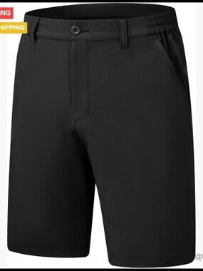 Men's Stretch Golf Shorts Quick Dry Lightweight Elastic Waist Flat Front